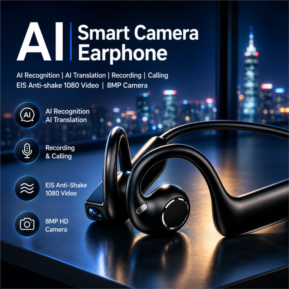 Outdoor Sport Camera - Auricolari Intelligenti AI 800W con Fotocamera